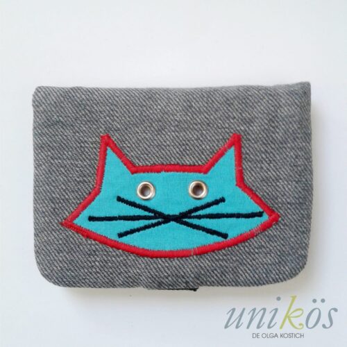 Billetera gris con gatito calipso stock